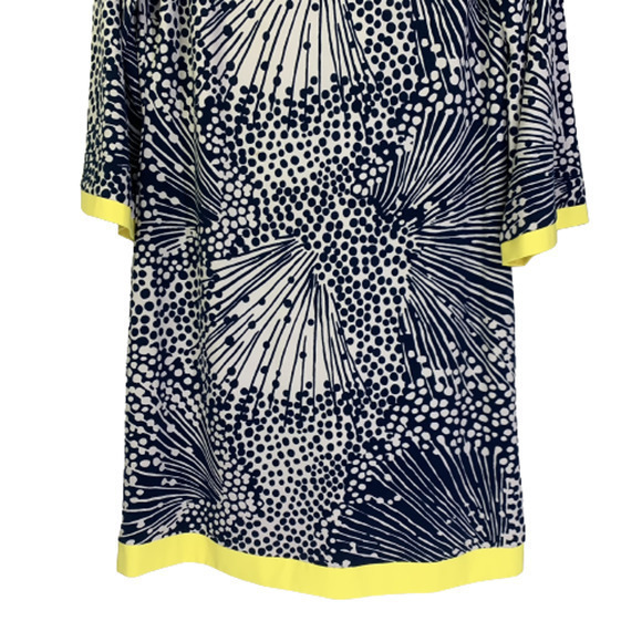 ELIZA J Navy Blue & Yellow Abstract Geometric‎ Print Shift Dress - Picture 4 of 11